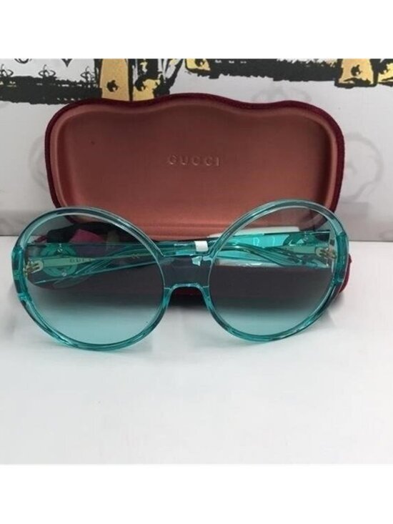 New Authentic Gucci GG0954S 001 Prestige Light Blue Oversized Round Sunglasses , main image 8